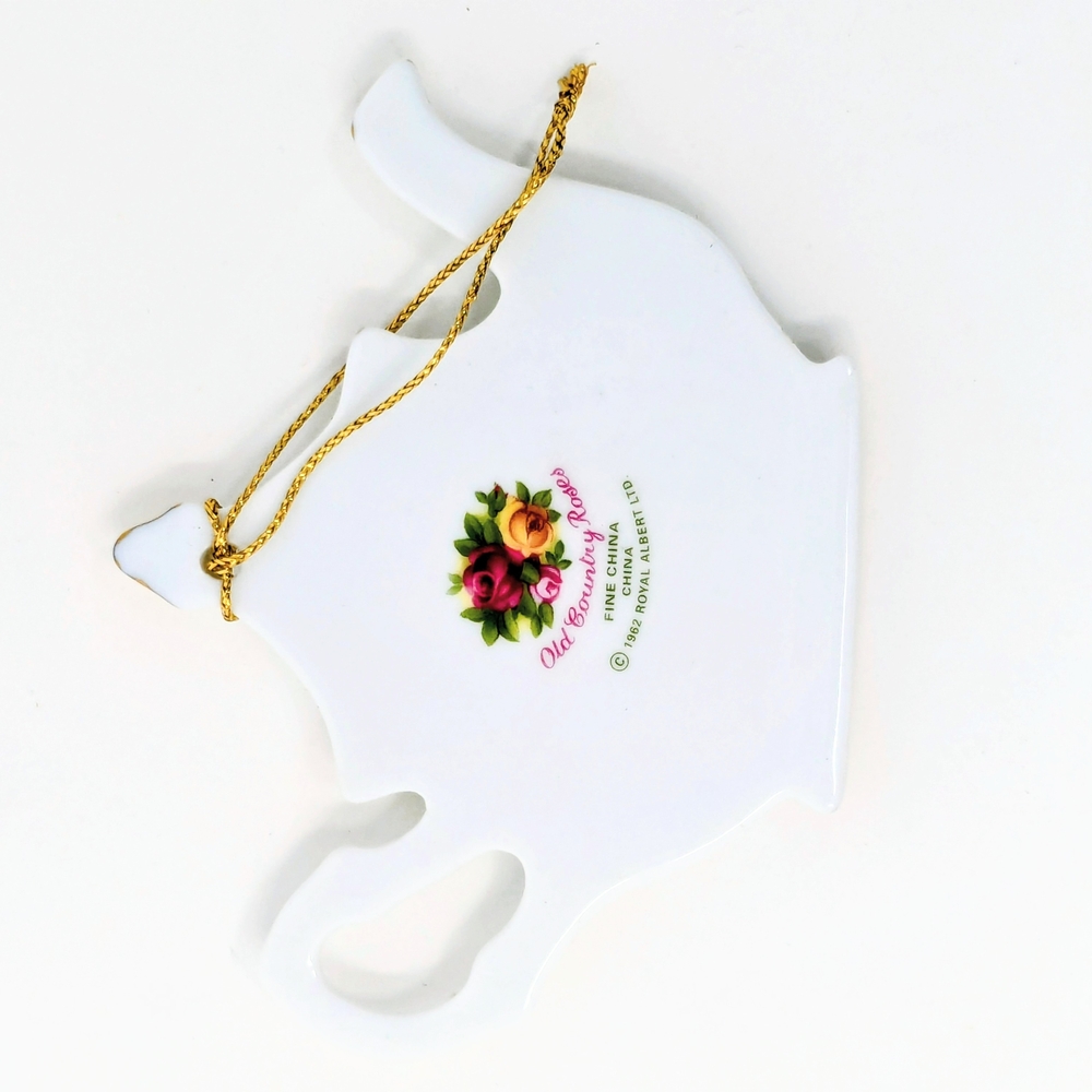 Royal Albert White and Gold Teapot Ornament with Pink Floral Design - Picture 2 of 3